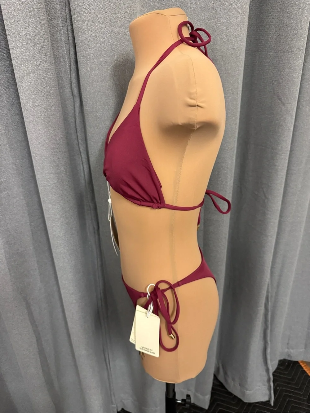 Monday Swimwear Wine Red Triangle String Bikini